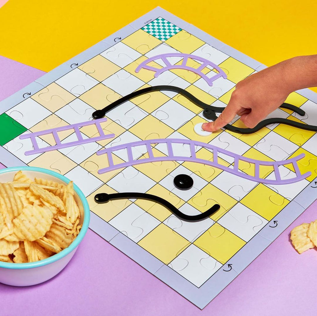 Family Games and Puzzles, snakes and ladders, checkers, chess, by Journey of Something