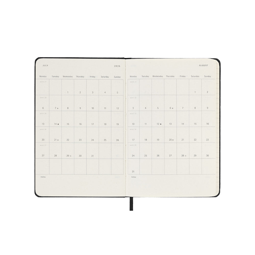 Open planner showing a calendar layout on white background