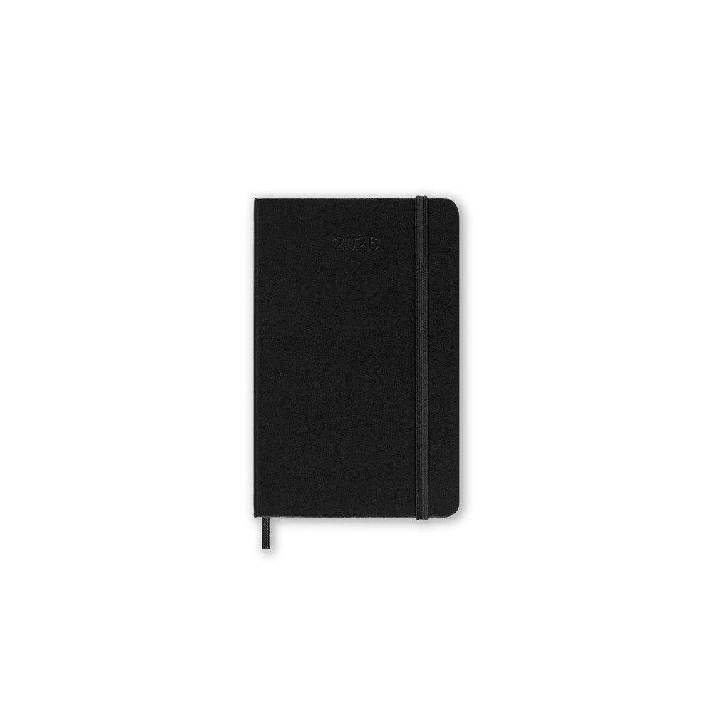 Black notebook on a white background
