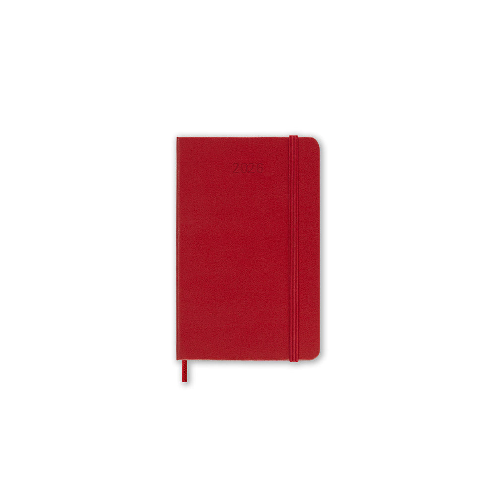 Red notebook on a white background