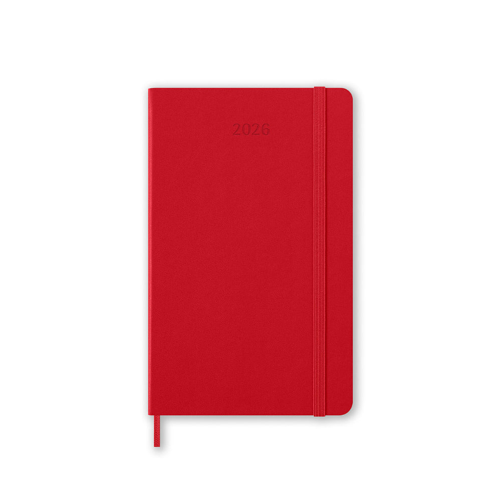Red notebook with '2026' on a white background