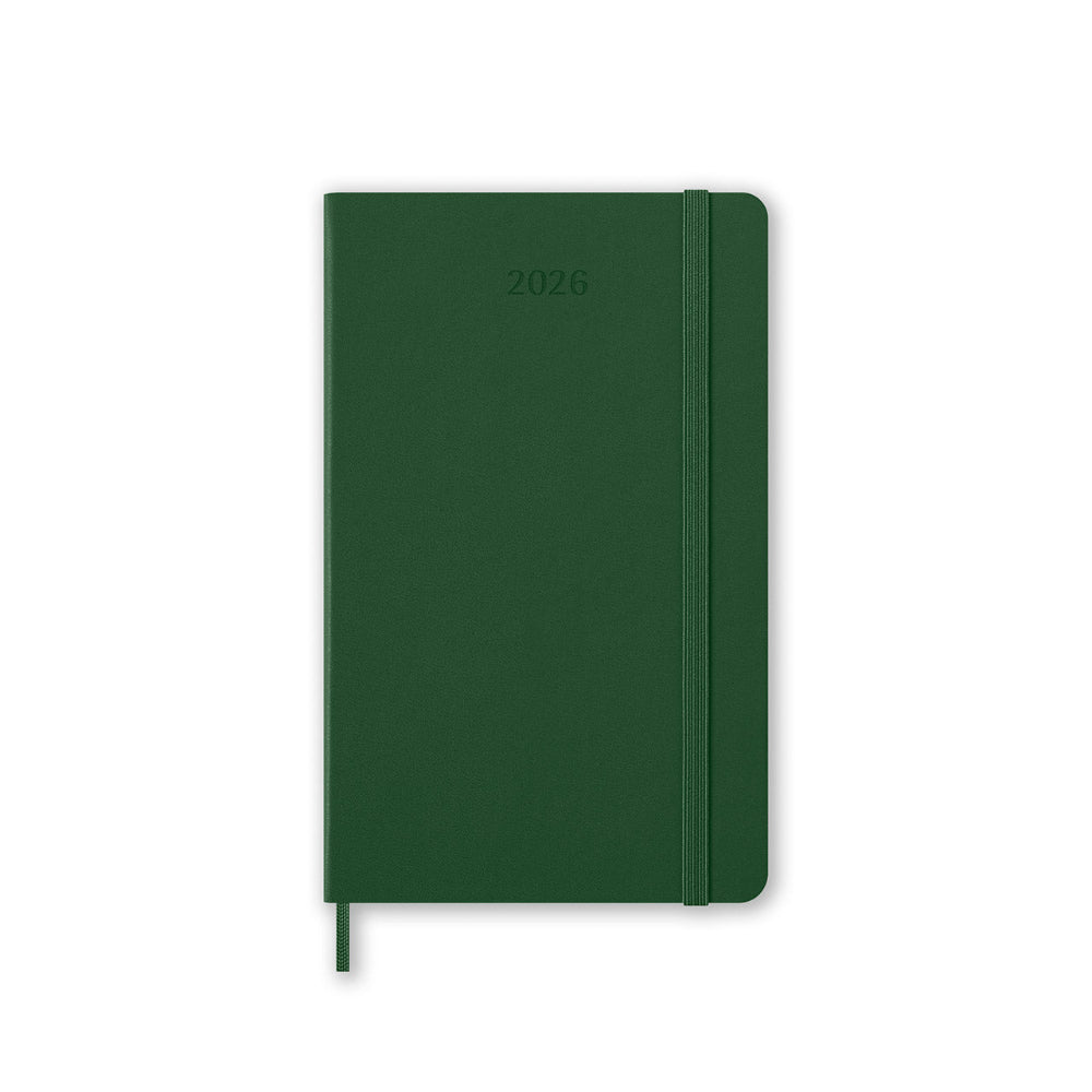 Green notebook with '2026' printed on the cover against a white background