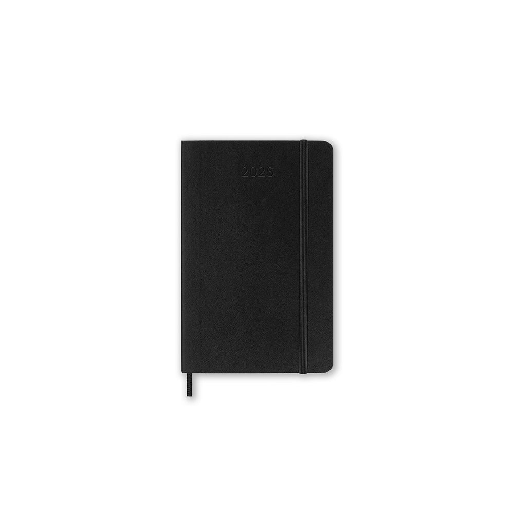 Black notebook on a white background